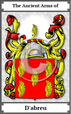 D'abreu Family Crest Download (JPG)  Book Plated - 150 DPI