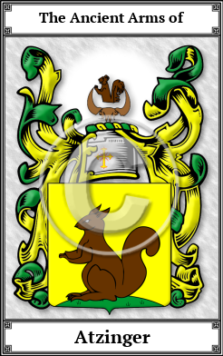 Atzinger Family Crest Download (JPG)  Book Plated - 150 DPI