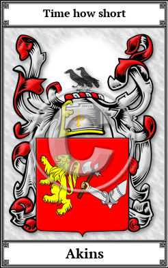 Akins Family Crest Download (JPG)  Book Plated - 150 DPI