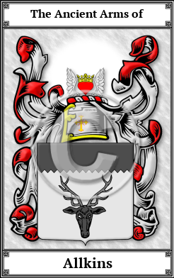 Allkins Family Crest Download (JPG) Book Plated - 600 DPI