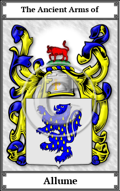Allume Family Crest Download (JPG)  Book Plated - 150 DPI