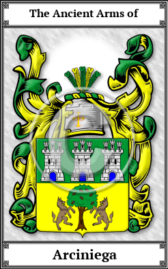 Arciniega Family Crest Download (JPG) Book Plated - 600 DPI