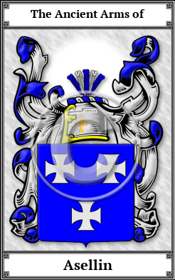Asellin Family Crest Download (JPG)  Book Plated - 150 DPI