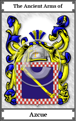 Azcue Family Crest Download (JPG) Book Plated - 600 DPI