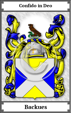 Backues Family Crest Download (JPG)  Book Plated - 150 DPI