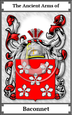 Baconnet Family Crest Download (JPG)  Book Plated - 150 DPI