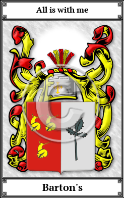Barton's Family Crest Download (JPG)  Book Plated - 150 DPI