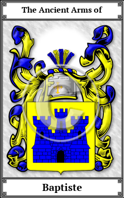 Baptiste Family Crest Download (JPG)  Book Plated - 150 DPI