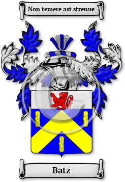 Batz Family Crest Download (jpg) Legacy Series - 150 DPI