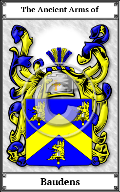 Baudens Family Crest Download (JPG) Book Plated - 600 DPI