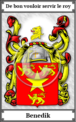 Benedik Family Crest Download (JPG)  Book Plated - 150 DPI