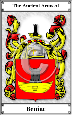 Beniac Family Crest Download (JPG)  Book Plated - 150 DPI
