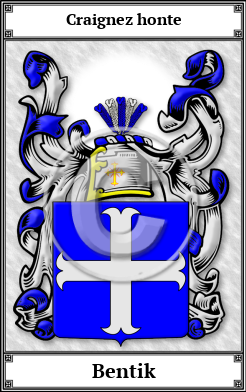 Bentik Family Crest Download (JPG)  Book Plated - 150 DPI