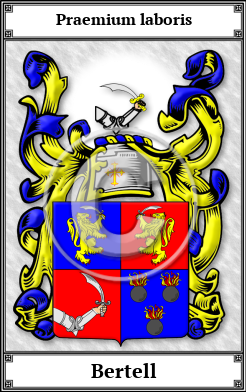 Bertell Family Crest Download (JPG) Book Plated - 600 DPI