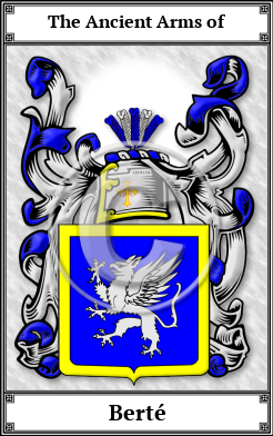 Berté Family Crest Download (JPG)  Book Plated - 150 DPI