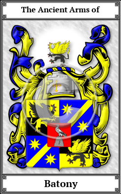 Batony Family Crest Download (JPG) Book Plated - 600 DPI