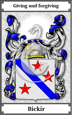 Bickir Family Crest Download (JPG)  Book Plated - 150 DPI