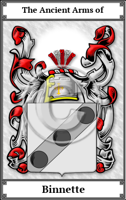 Binnette Family Crest Download (JPG) Book Plated - 600 DPI