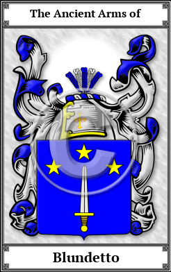 Blundetto Family Crest Download (JPG)  Book Plated - 150 DPI