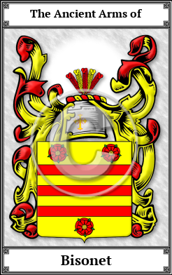 Bisonet Family Crest Download (JPG)  Book Plated - 150 DPI