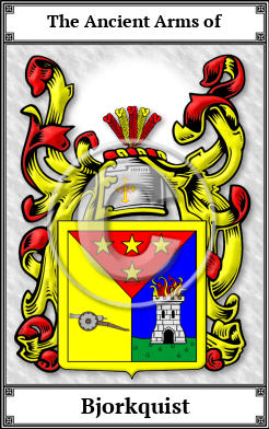 Bjorkquist Family Crest Download (JPG) Book Plated - 600 DPI