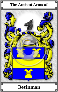 Betinman Family Crest Download (JPG)  Book Plated - 150 DPI