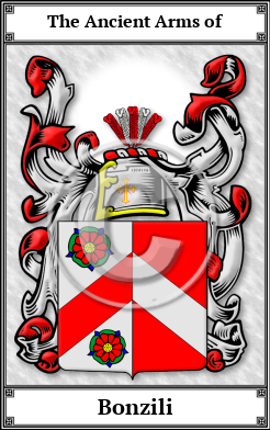 Bonzili Family Crest Download (JPG)  Book Plated - 150 DPI