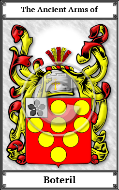Boteril Family Crest Download (JPG) Book Plated - 600 DPI