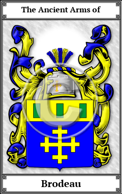 Brodeau Family Crest Download (JPG)  Book Plated - 150 DPI