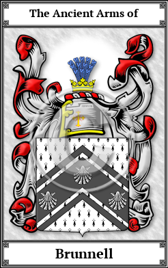 Brunnell Family Crest Download (JPG)  Book Plated - 150 DPI