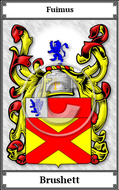 Brushett Family Crest Download (JPG)  Book Plated - 150 DPI