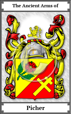 Picher Family Crest Download (JPG)  Book Plated - 150 DPI