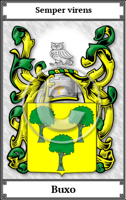 Buxo Family Crest Download (JPG)  Book Plated - 150 DPI