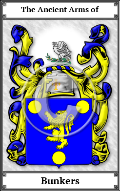Bunkers Family Crest Download (JPG) Book Plated - 600 DPI