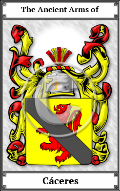 Cáceres Family Crest Download (JPG) Book Plated - 600 DPI