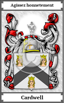 Cardwell Family Crest Download (JPG)  Book Plated - 150 DPI