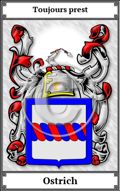 Ostrich Family Crest Download (JPG) Book Plated - 600 DPI