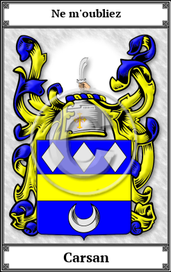 Carsan Family Crest Download (JPG) Book Plated - 600 DPI
