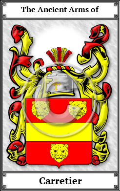 Carretier Family Crest Download (JPG)  Book Plated - 150 DPI