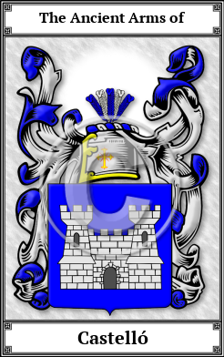 Castelló Family Crest Download (JPG)  Book Plated - 150 DPI