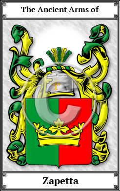 Zapetta Family Crest Download (JPG) Book Plated - 600 DPI