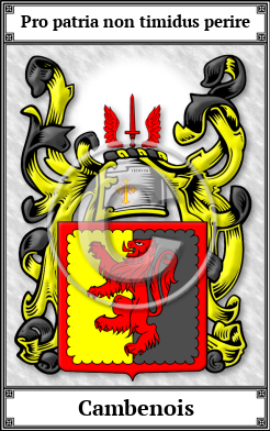 Cambenois Family Crest Download (JPG)  Book Plated - 150 DPI