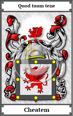 Cheatem Family Crest Download (JPG)  Book Plated - 150 DPI