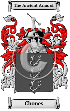 Chones Name Meaning, Family History, Family Crest & Coats of Arms