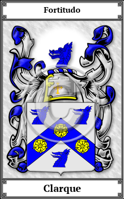 Clarque Family Crest Download (JPG)  Book Plated - 150 DPI