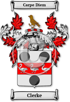 Clerke Family Crest Download (jpg) Legacy Series - 150 DPI