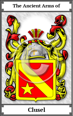 Clusel Family Crest Download (JPG)  Book Plated - 150 DPI
