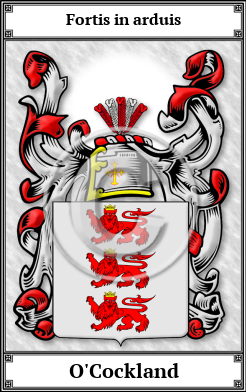 O'Cockland Family Crest Download (JPG)  Book Plated - 150 DPI
