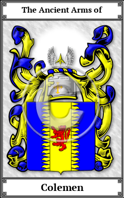 Colemen Family Crest Download (JPG)  Book Plated - 150 DPI
