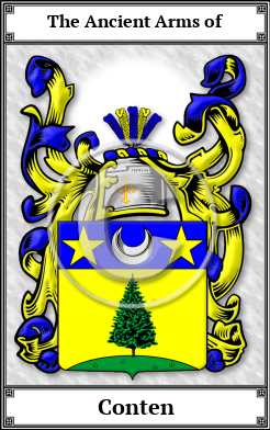 Conten Family Crest Download (JPG)  Book Plated - 150 DPI